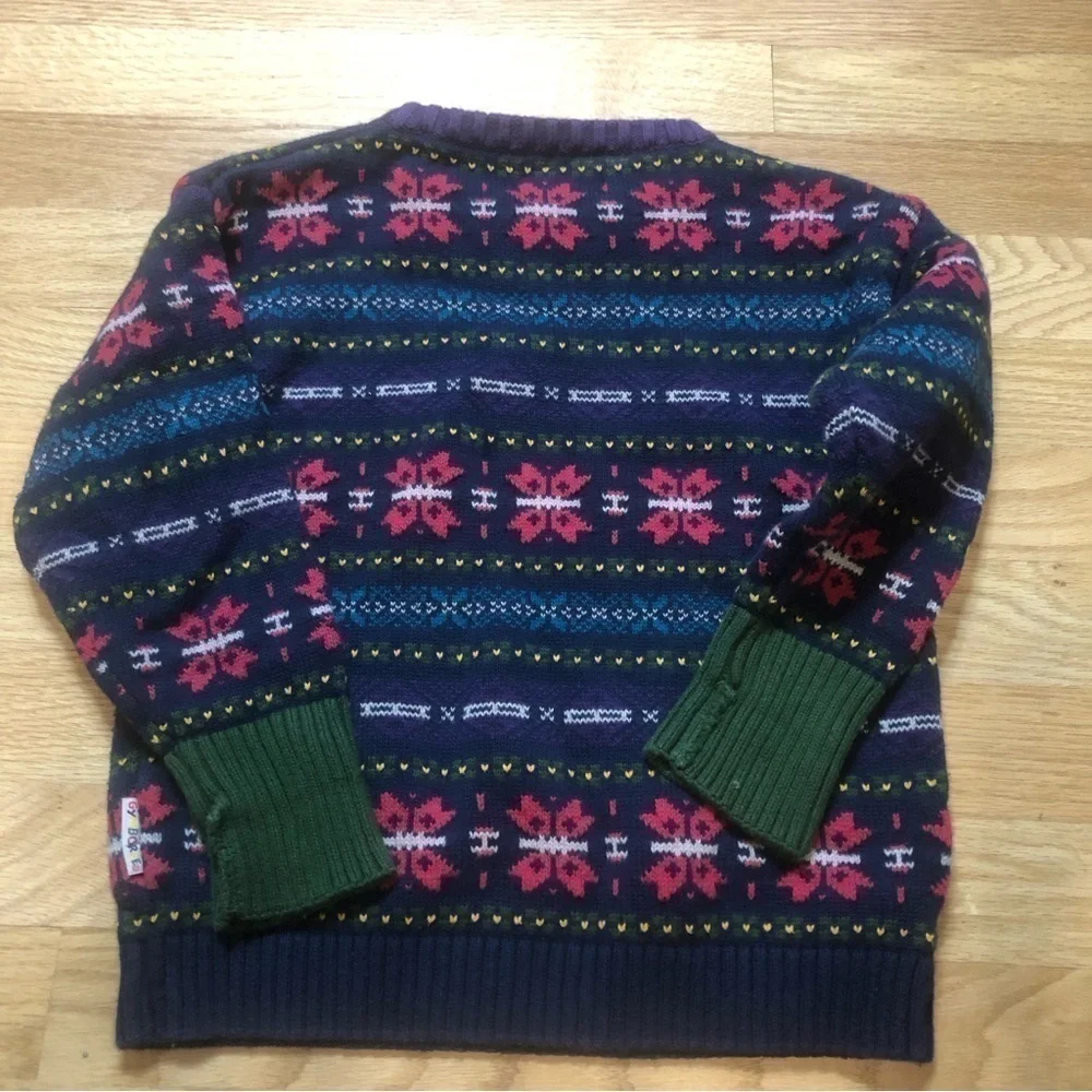 Vintage Gymboree Sweater Medium Fair Isle Pink Blue Green 100% Cotton